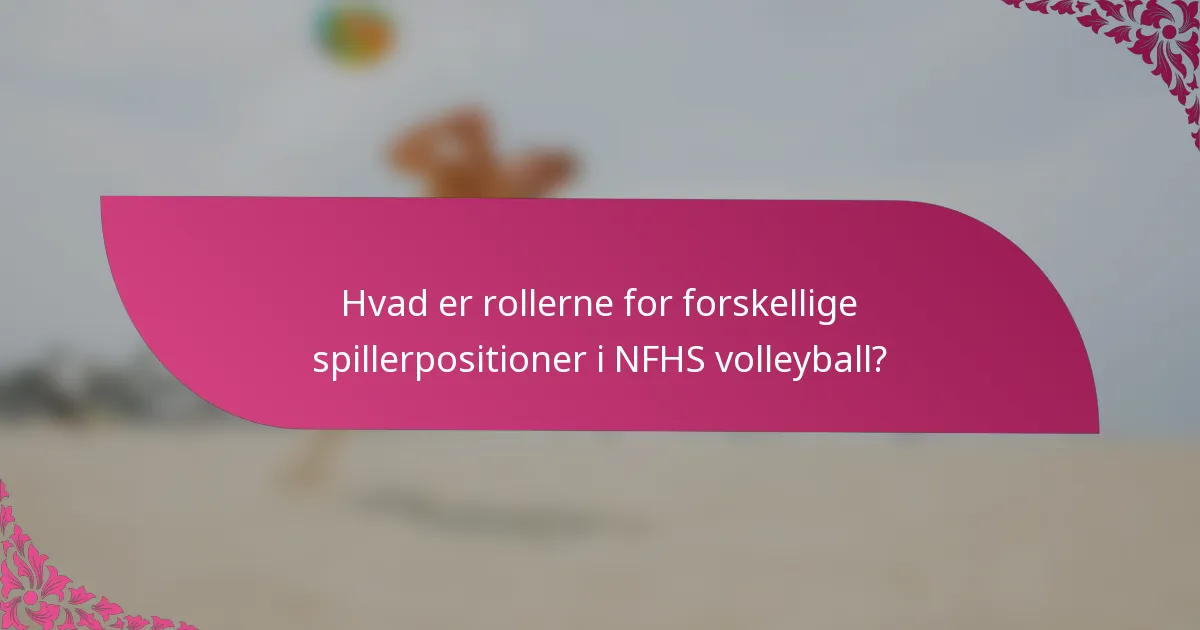 Hvad er rollerne for forskellige spillerpositioner i NFHS volleyball?