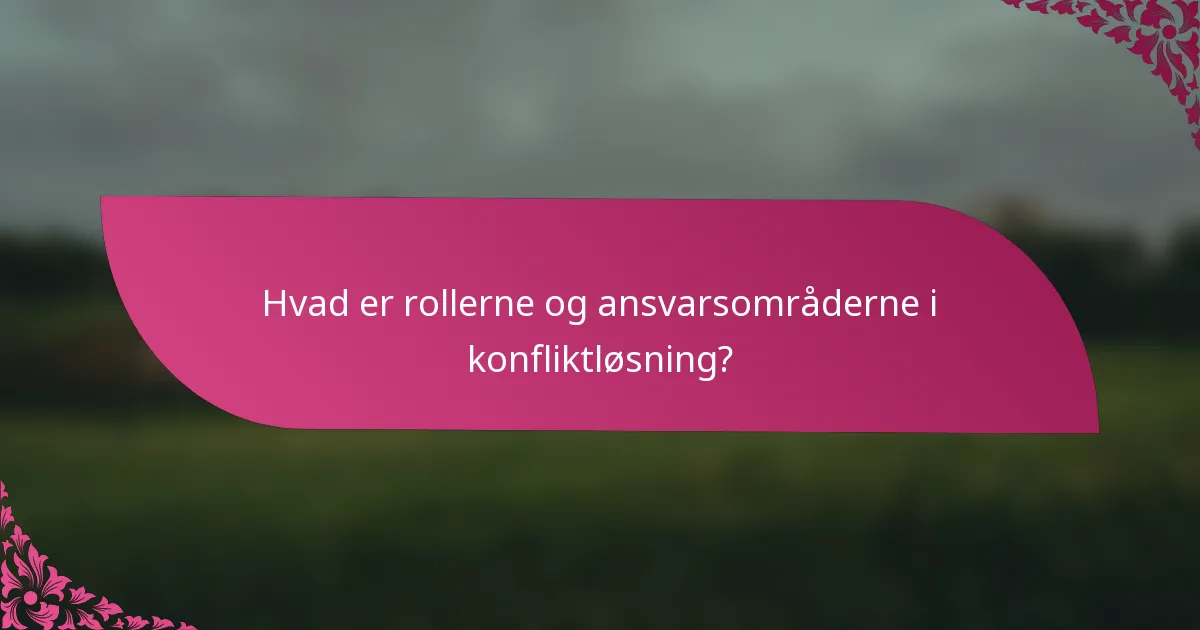 Hvad er rollerne og ansvarsområderne i konfliktløsning?